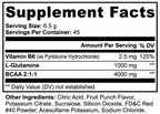 Supplement Facts for AMBROSIA BCAA - 4000mg BCAA 2:1:1 and 1000mg L-Glutamine per serving.